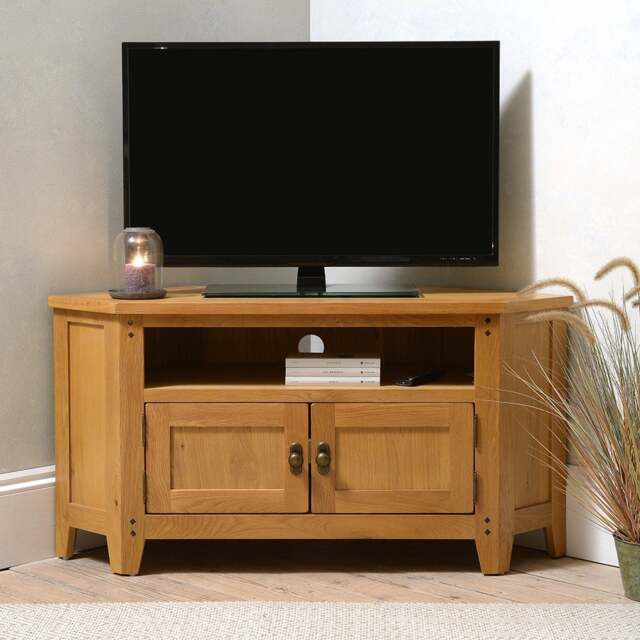 Oakland Rustic Oak Corner Tv Stand up to 55 - The Cotswold Company - image 1