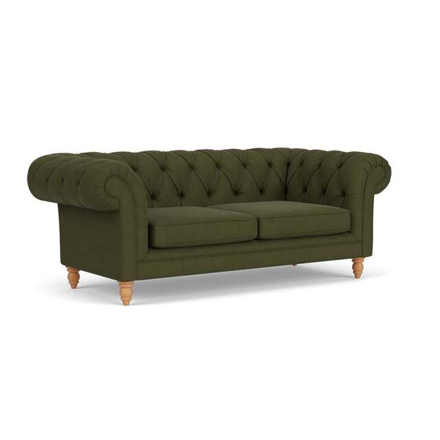 Large 2 Seater Sofa - Forest Green - House Linen Mix - Harris Chesterfield - The Cotswold Company - image 1