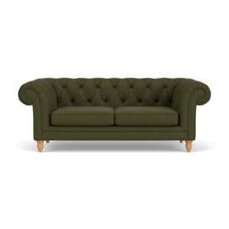 Large 2 Seater Sofa - Forest Green - House Linen Mix - Harris Chesterfield - The Cotswold Company - thumbnail 2