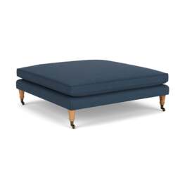 Foot Stool - Indigo - House linen mix - Taylor Small - The Cotswold Company - thumbnail 1