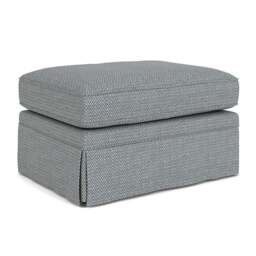 Foot Stool - Navy - Herringbone Weave - Dawson Small - The Cotswold Company