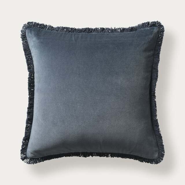 Cotton Velvet Fringed Cushion - Nocturne - Home Accessories - The Cotswold Company - image 1