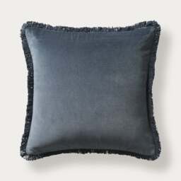Cotton Velvet Fringed Cushion - Nocturne - Home Accessories - The Cotswold Company