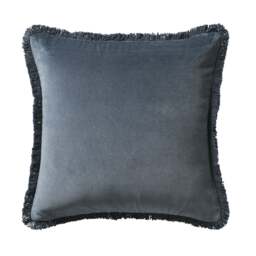 Cotton Velvet Fringed Cushion - Nocturne - Home Accessories - The Cotswold Company - thumbnail 3