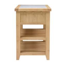 Inglesham Whitewash Oak Small Kitchen Island With White Marble Top - The Cotswold Company - thumbnail 6