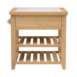 Inglesham Whitewash Oak Small Kitchen Island With White Marble Top - The Cotswold Company - thumbnail 5