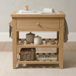 Inglesham Whitewash Oak Small Kitchen Island With White Marble Top - The Cotswold Company - thumbnail 2