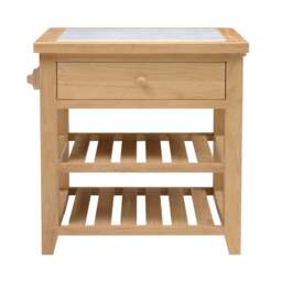 Inglesham Whitewash Oak Small Kitchen Island With White Marble Top - The Cotswold Company - thumbnail 3