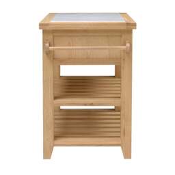 Inglesham Whitewash Oak Small Kitchen Island With White Marble Top - The Cotswold Company - thumbnail 4