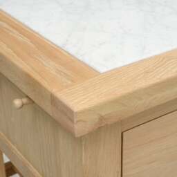Inglesham Whitewash Oak Small Kitchen Island With White Marble Top - The Cotswold Company - thumbnail 7