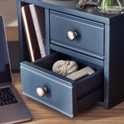 Chalford Inky Blue Corner Desk with Topper - The Cotswold Company - thumbnail 2