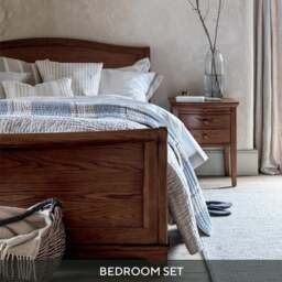 Winchcombe Dark Oak Winchcombe Dark Oak Double Sleigh Bed and 2 Bedside Table Set - The Cotswold Company