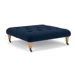 Foot Stool - Deep blue - Matt Velvet - Amelia - The Cotswold Company