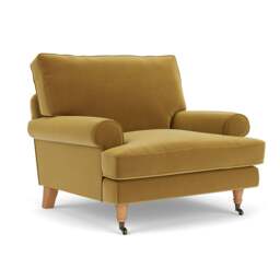 Armchair - Mustard - Matt Velvet - Stewart - The Cotswold Company - thumbnail 1