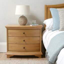 Winchcombe Oiled Oak Wide 3 Drawer Bedside Table - The Cotswold Company