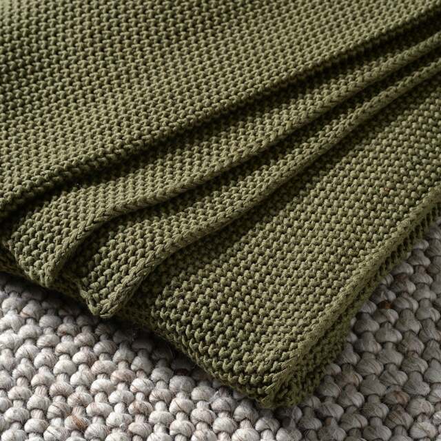 Chunky Knit Throw Forest Green - Home Accessories - The Cotswold Company - image 1