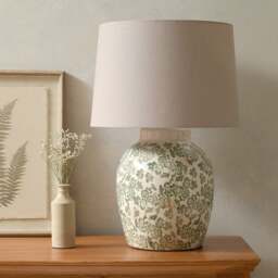 Idbury Floral Green Table Lamp - The Cotswold Company