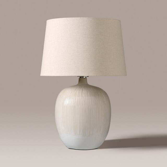 Greta Natural and Cream Textured Ceramic Table Lamp - Home Accessories - The Cotswold Company - image 1