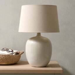 Greta Natural and Cream Textured Ceramic Table Lamp - Home Accessories - The Cotswold Company - thumbnail 2