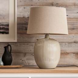 Greta Natural and Cream Textured Ceramic Table Lamp - Home Accessories - The Cotswold Company - thumbnail 5