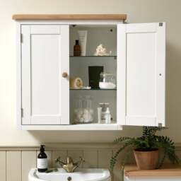 Bathroom Double Wall Cupboard - Chester Pure White - The Cotswold Company - thumbnail 2