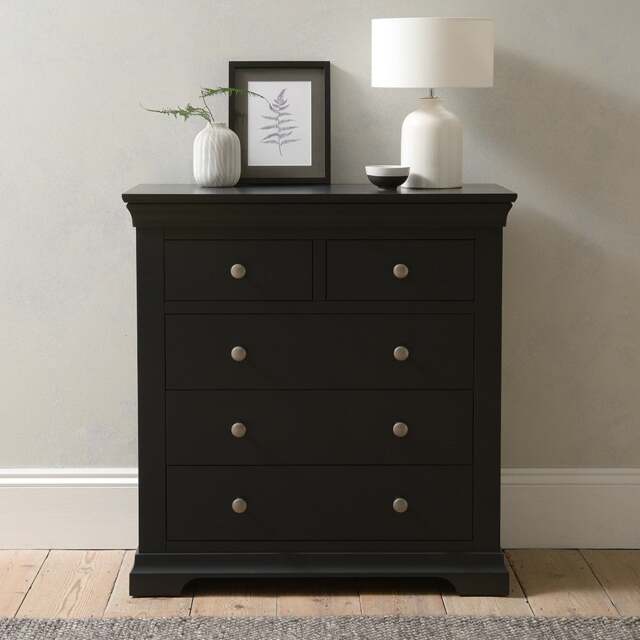 Chantilly Dusky Black 5 Drawer Chest - The Cotswold Company - image 1