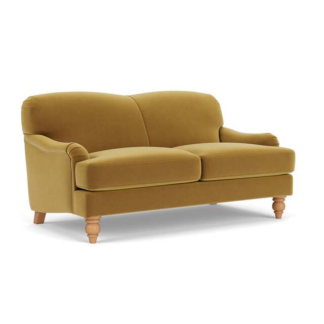 Large 2 Seater Sofa - Mustard - Matt Velvet - Ashbee - The Cotswold Company - image 1