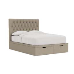 Calvert King Size Ottoman Storage Bed - Dove Grey - House Linen Mix - The Cotswold Company