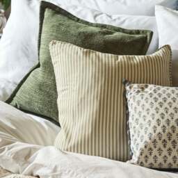 Lansdown Ticking Stripe Cushion Apple - Home Accessories - The Cotswold Company - thumbnail 3