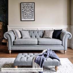 Large 2 Seater Sofa - Teal marl - Rustic Weave - Harris Chesterfield - The Cotswold Company - thumbnail 6