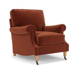 Armchair - Brick - Matt Velvet - Taylor High Back - The Cotswold Company - thumbnail 1