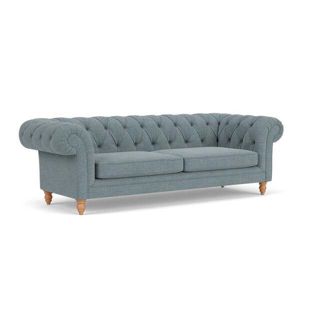 3 Seater Sofa - Teal marl - Rustic Weave - Harris Chesterfield - The Cotswold Company - image 1
