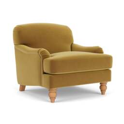 Ashbee Armchair - Mustard - Matt Velvet - The Cotswold Company