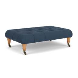 Foot Stool - Indigo - House linen mix - Amelia Small - The Cotswold Company - thumbnail 1