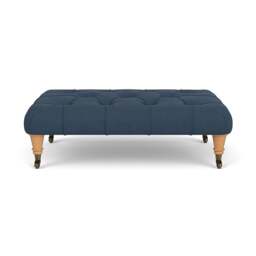 Foot Stool - Indigo - House linen mix - Amelia Small - The Cotswold Company - thumbnail 2