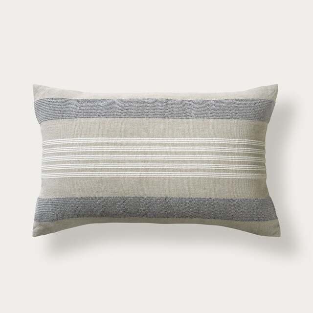 Cotton Linen Woven Stripe Cushion Navy/Natural 30x50cm - Home Accessories - The Cotswold Company - image 1