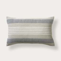 Cotton Linen Woven Stripe Cushion Navy/Natural 30x50cm - Home Accessories - The Cotswold Company - thumbnail 1