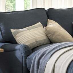 Cotton Linen Woven Stripe Cushion Navy/Natural 30x50cm - Home Accessories - The Cotswold Company - thumbnail 3