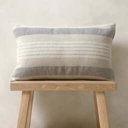 Cotton Linen Woven Stripe Cushion Navy/Natural 30x50cm - Home Accessories - The Cotswold Company - thumbnail 2