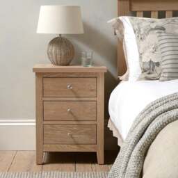 3 Drawer Bedside Table - Inglesham Whitewash Oak - The Cotswold Company - thumbnail 2