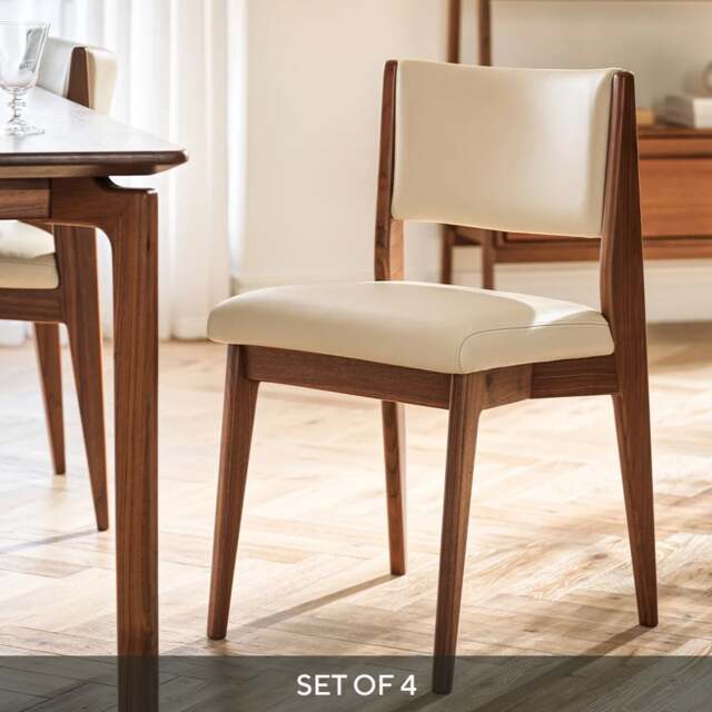 Halford Walnut Leather Dining Chair - Set of 4 - The Cotswold Company - image 1