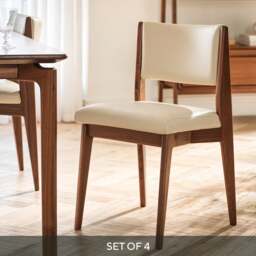 Halford Walnut Leather Dining Chair - Set of 4 - The Cotswold Company