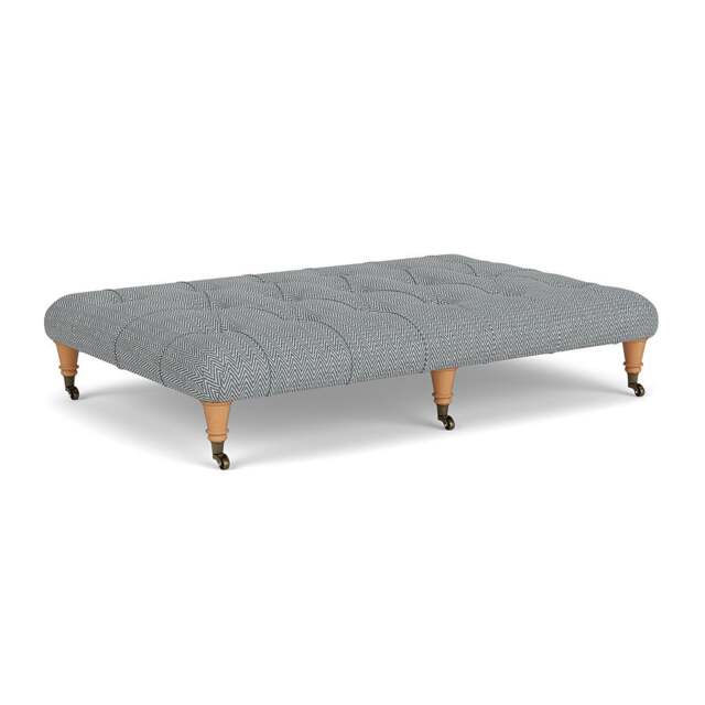Foot Stool - Navy - Herringbone Weave - Amelia Large - The Cotswold Company - image 1