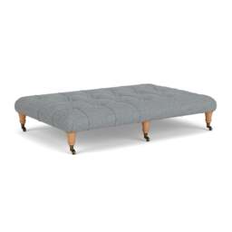Foot Stool - Navy - Herringbone Weave - Amelia Large - The Cotswold Company - thumbnail 1