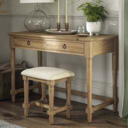 Elkstone Mellow Oak Console Dressing Table and Stool - The Cotswold Company - thumbnail 2