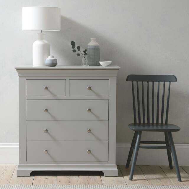Chantilly Pebble Grey 5 Drawer Chest - The Cotswold Company - image 1