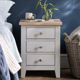 3 Drawer Bedside Table - Chester Dove Grey - The Cotswold Company - thumbnail 1