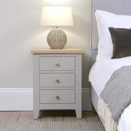 3 Drawer Bedside Table - Chester Dove Grey - The Cotswold Company - thumbnail 2