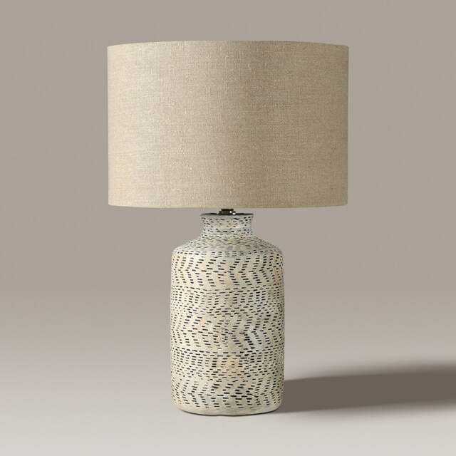 Atouk Textured Natural and Black Stoneware Table Lamp - Home Accessories - The Cotswold Company - image 1