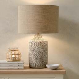 Atouk Textured Natural and Black Stoneware Table Lamp - Home Accessories - The Cotswold Company - thumbnail 3